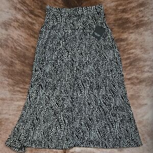Vera Wang Black and White Maxi A-Line Skirt